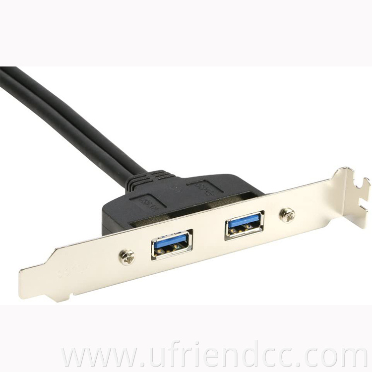 2 Ports USB 3.0 Female Back Panel to 20pin Header Connector Cable Adapter with PCI Slot Plate Bracket